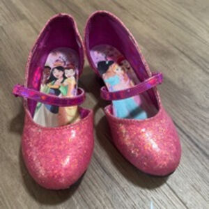 Girls Disney Princess Heels Pink Glitter Shoes Size 12
